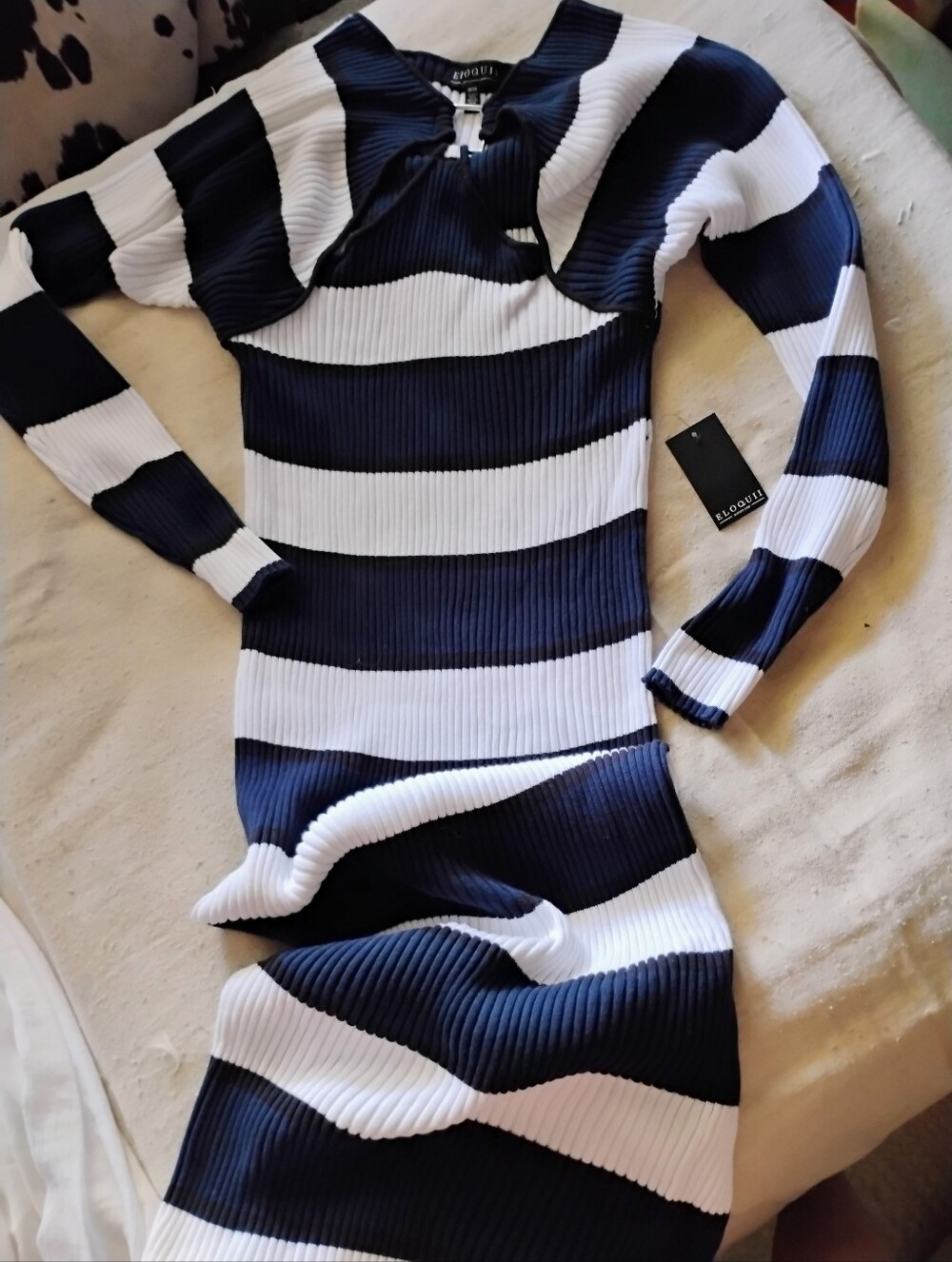 Eloquii Black and White Striped Dress